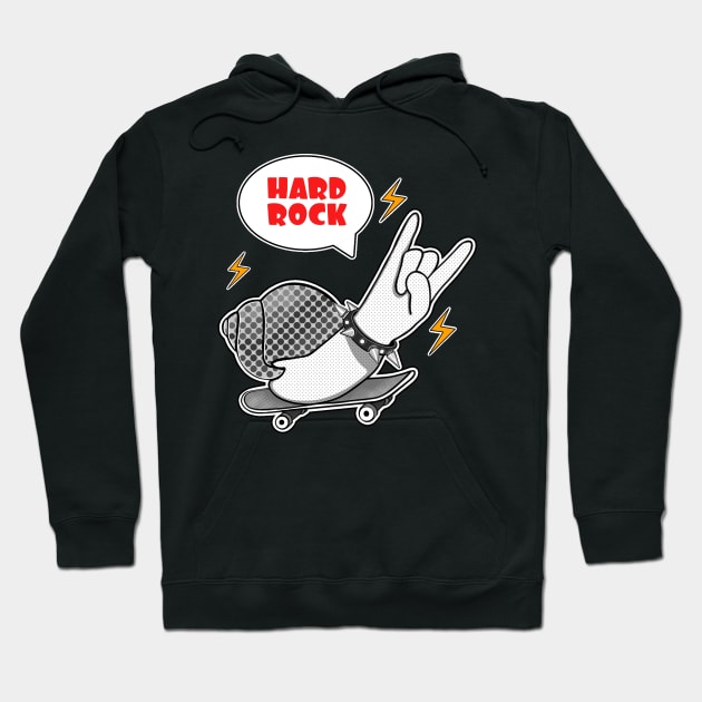 Snail on skateboard hard rock Hoodie by Meakm